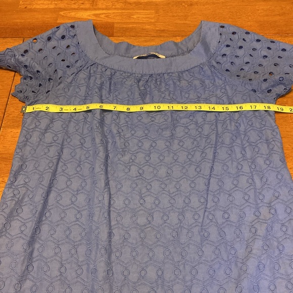 Old Navy Womens Size M Periwinkle Blue Eyelet Sleeves Swiss Dot Mini Shift Dress - Picture 7 of 7